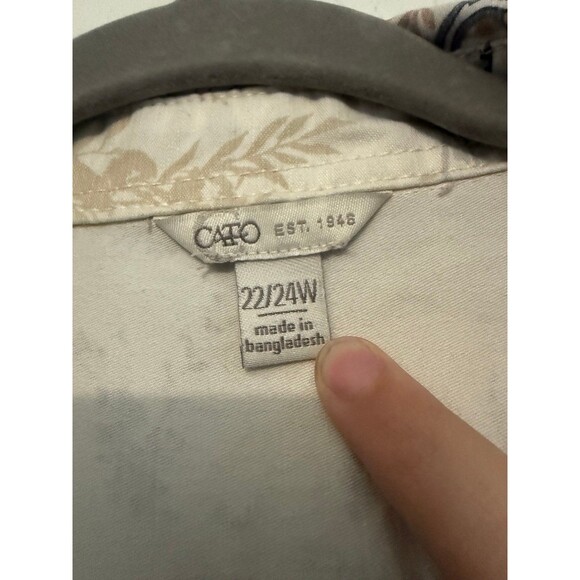 Cato Abstract Floral 22/24W Plus Size White Cotton Button Up Bohemian Jacket - Picture 3 of 6